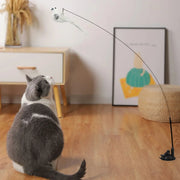Interactive Suction Cup Cat Toy — Hands Free Feather Bird Wand for Cats & Kittens