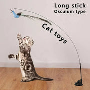 Interactive Suction Cup Cat Toy — Hands Free Feather Bird Wand for Cats & Kittens